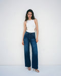 Jeans Wide Leg Mezclilla Azul Oscuro
