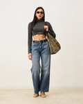 Jeans Straight Wide Confort Mezclilla Azul