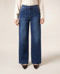 Jeans Wide Leg con Dos Bolsas al Frente