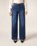Jeans Wide Leg con Dos Bolsas al Frente