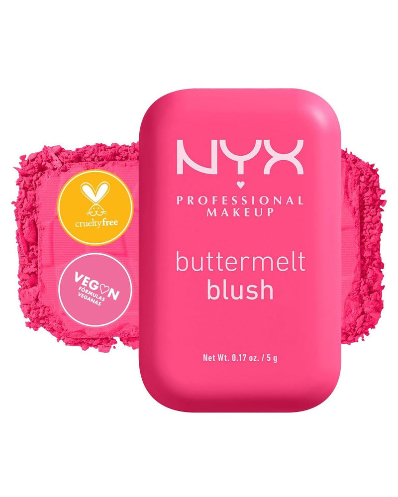 NYX Professional Makeup, Buttermelt Blush. Rubor cremoso en polvo infusionado con manteca de karité, mango y almendras, hasta 12hrs de uso, no se desvanece, resistente a transferencias. Fórmula vegana. - Roxanz