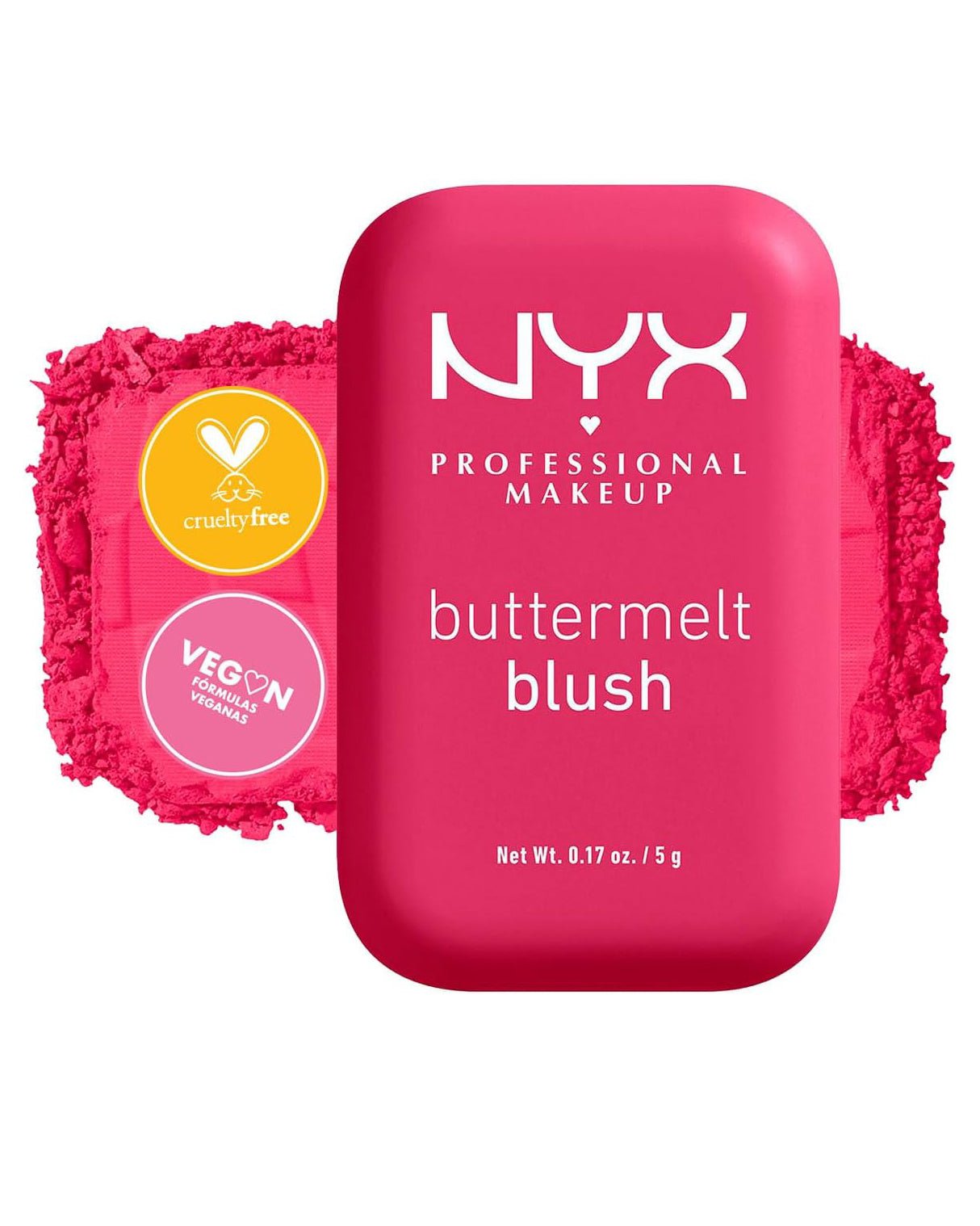 NYX Professional Makeup, Buttermelt Blush. Rubor cremoso en polvo infusionado con manteca de karité, mango y almendras, hasta 12hrs de uso, no se desvanece, resistente a transferencias. Fórmula vegana. - Roxanz