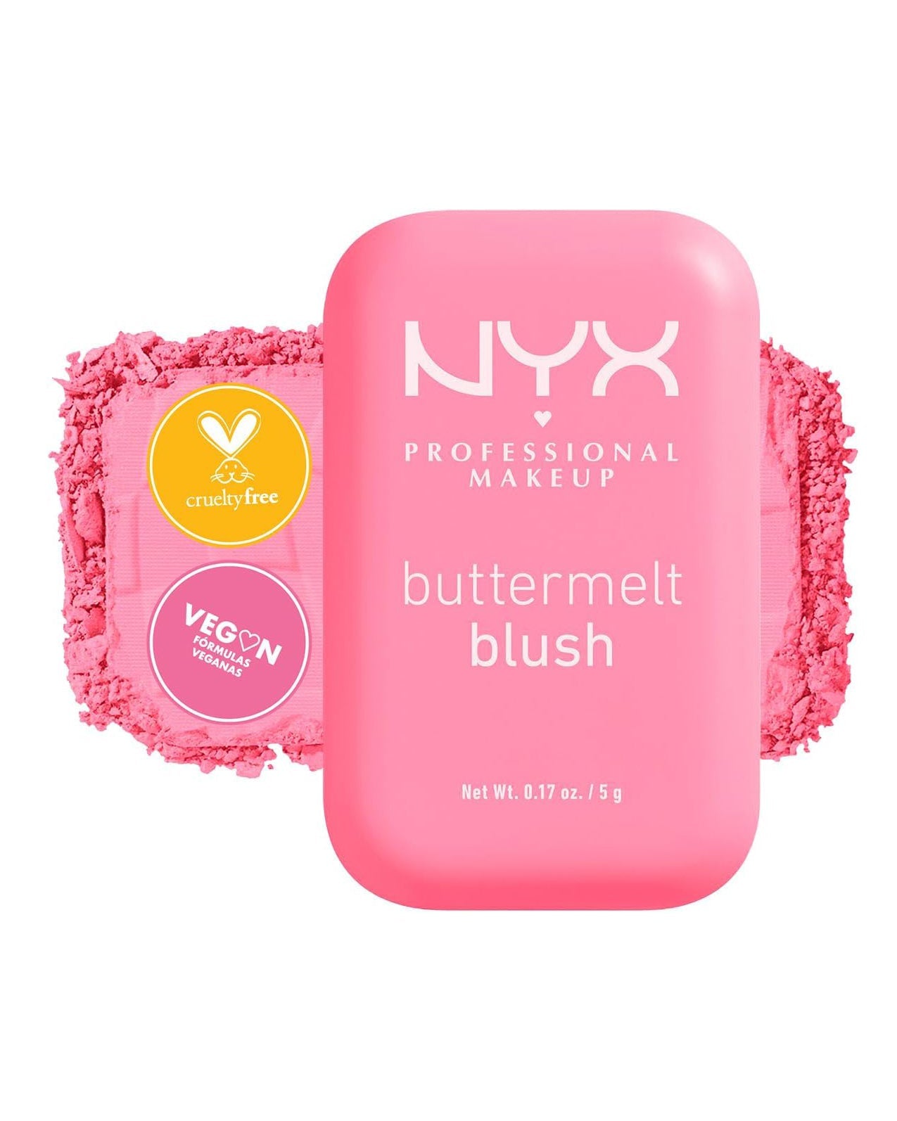 NYX Professional Makeup, Buttermelt Blush. Rubor cremoso en polvo infusionado con manteca de karité, mango y almendras, hasta 12hrs de uso, no se desvanece, resistente a transferencias. Fórmula vegana. - Roxanz