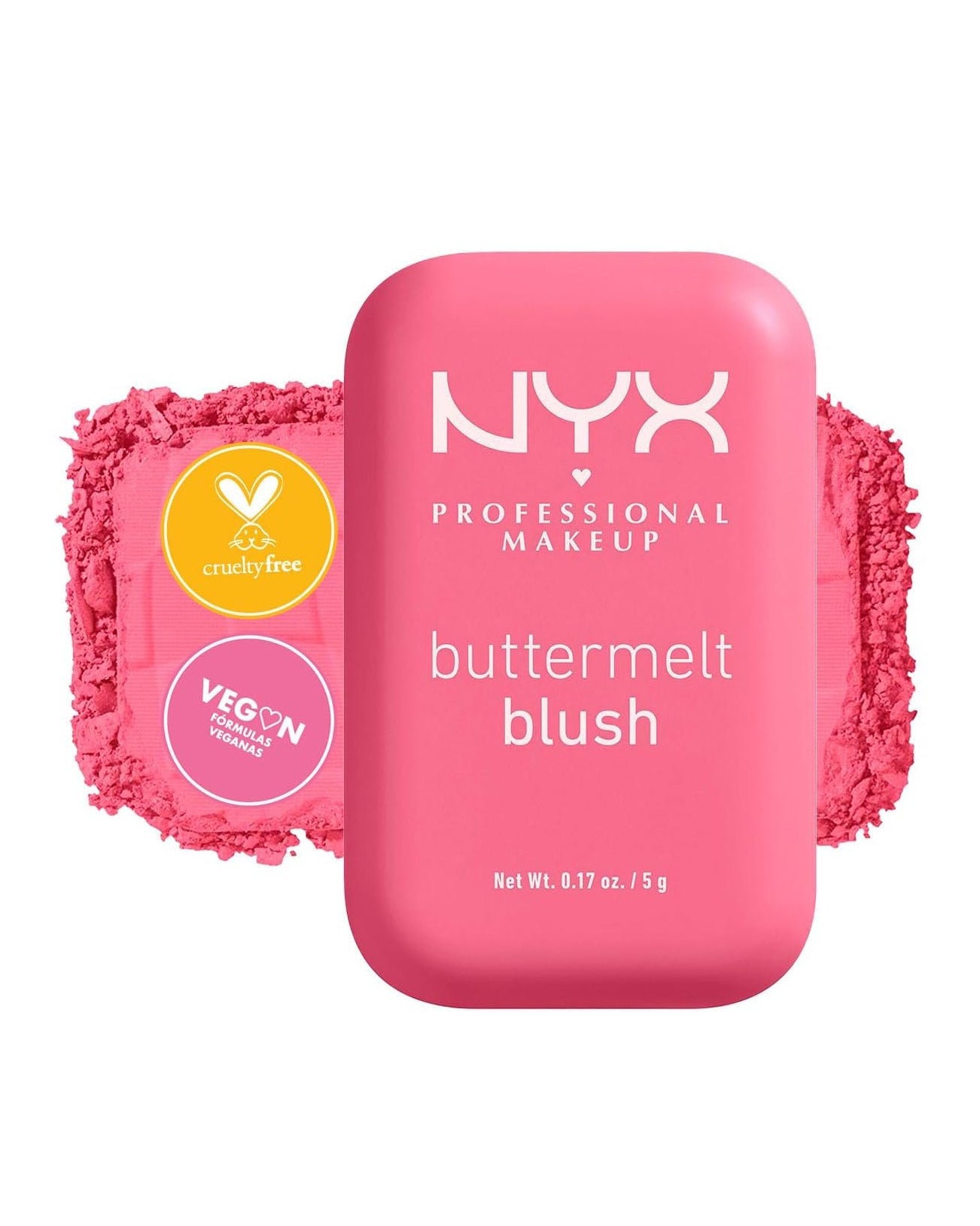 NYX Professional Makeup, Buttermelt Blush. Rubor cremoso en polvo infusionado con manteca de karité, mango y almendras, hasta 12hrs de uso, no se desvanece, resistente a transferencias. Fórmula vegana. - Roxanz