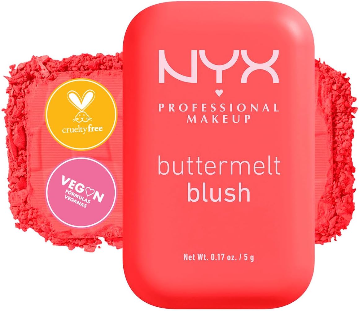 NYX Professional Makeup, Buttermelt Blush. Rubor cremoso en polvo infusionado con manteca de karité, mango y almendras, hasta 12hrs de uso, no se desvanece, resistente a transferencias. Fórmula vegana. - Roxanz