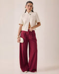 Pantalón Wide Leg Cruzado Tinto