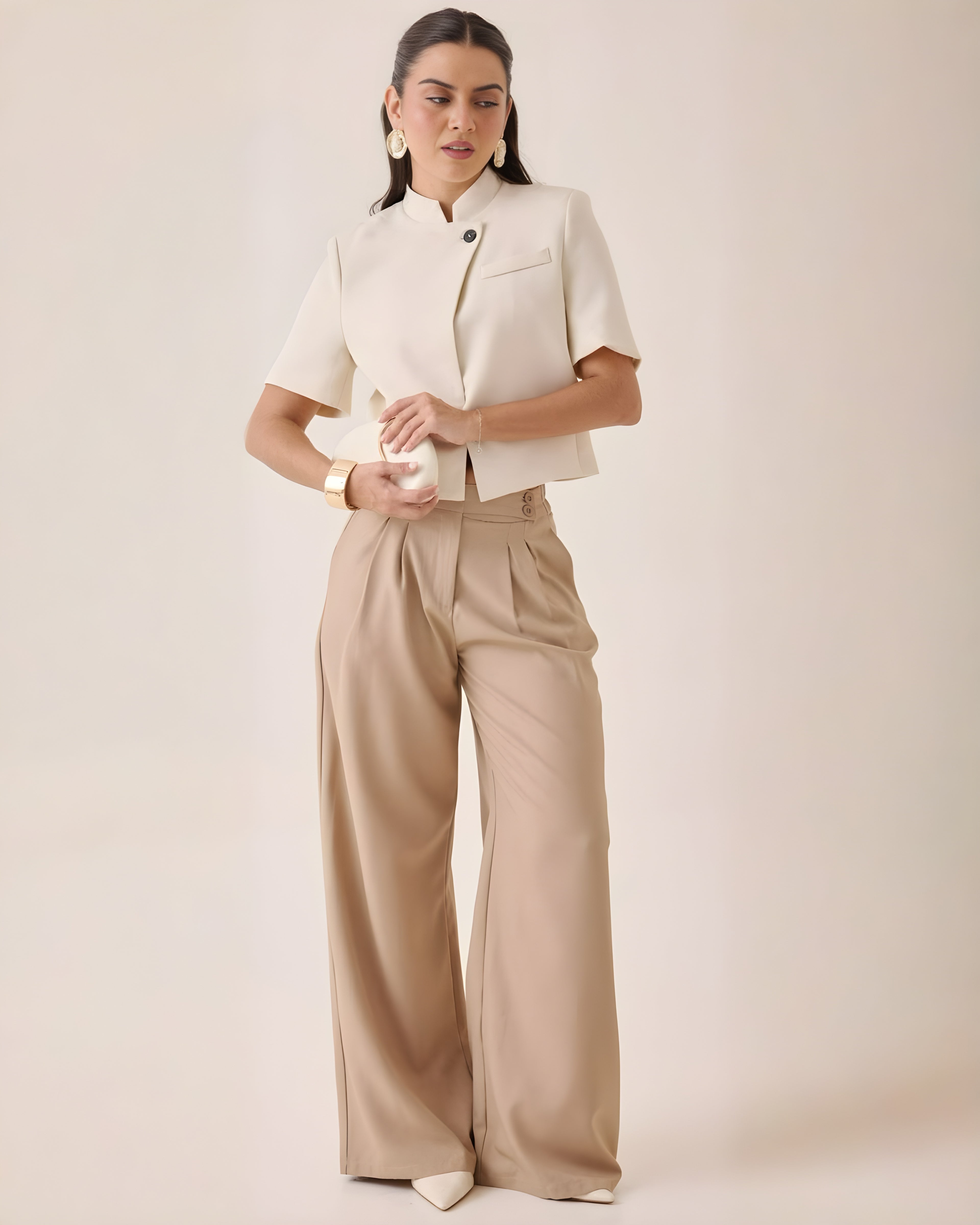 Pantalón Wide Leg Cruzado Tinto