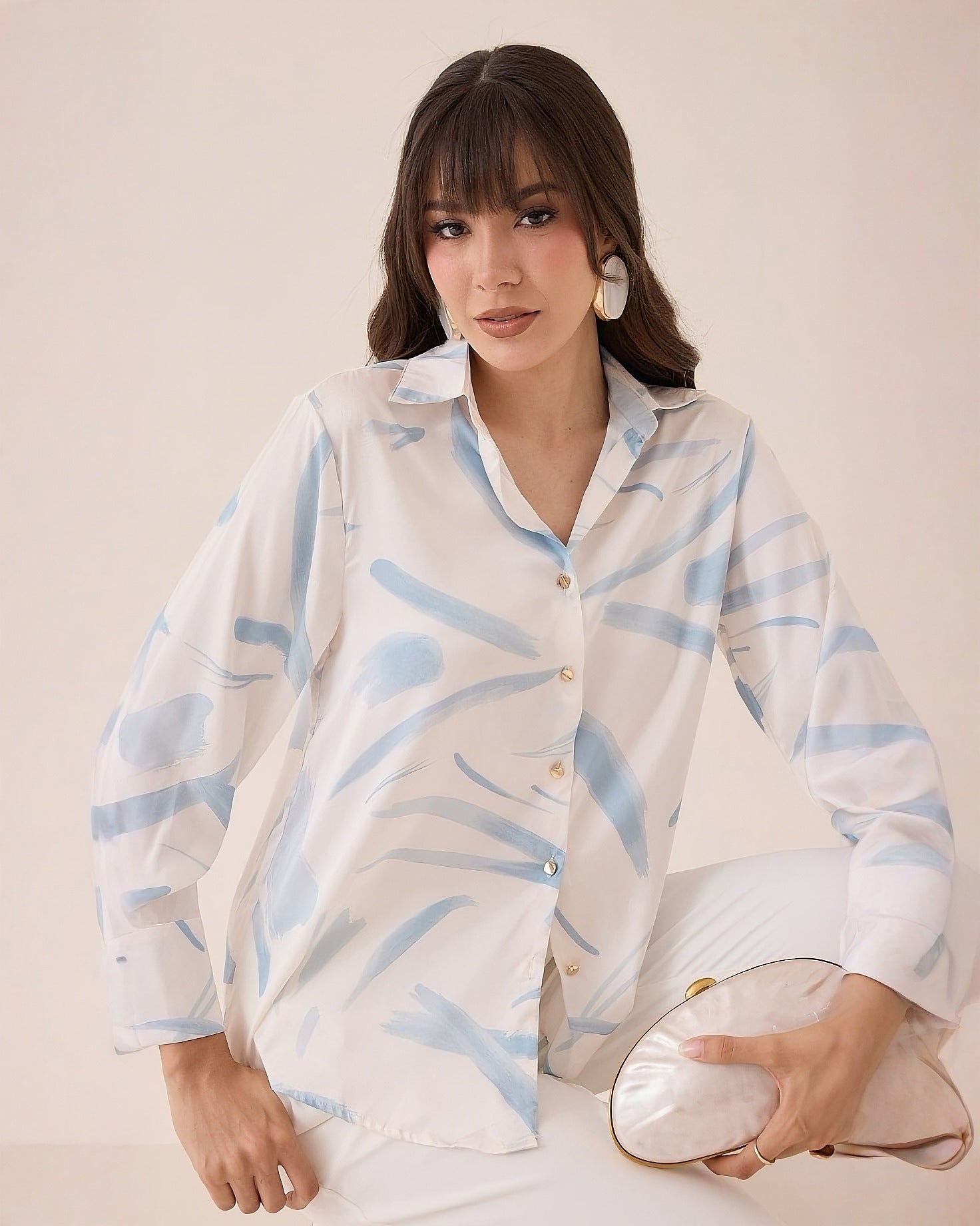 Blusa Estampada Abstracta Manga Larga