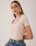 Playera Cuello Cuadrado Manga Corta