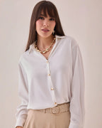 Camisa Satin Botones Dorados