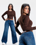 Jeans Wide Leg Mezclilla
