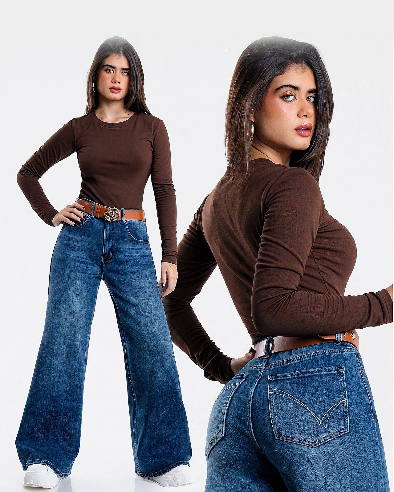 Jeans Wide Leg Mezclilla
