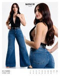 Jeans Wide Leg Mezclilla Azul Oscuro