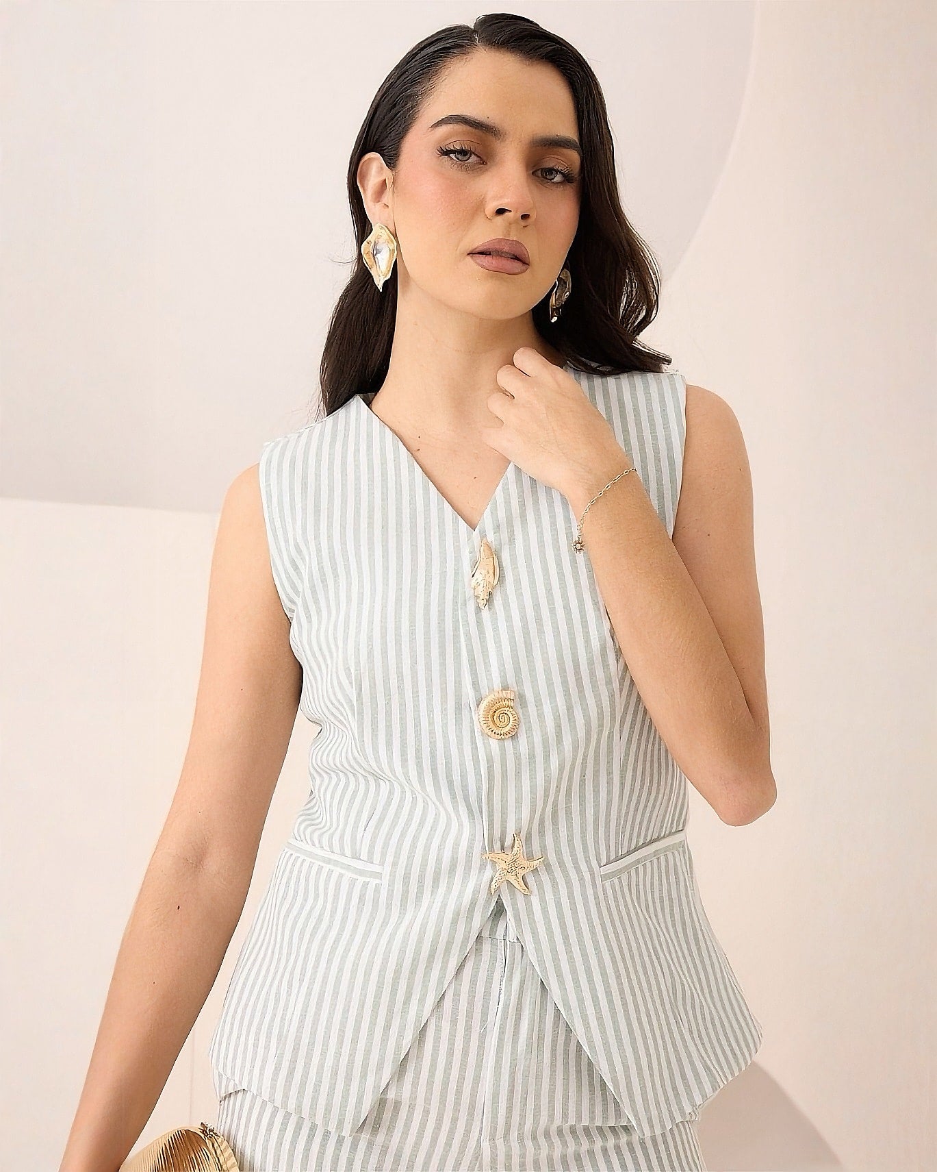 Conjunto Chaleco Pantalón Rayas Casual