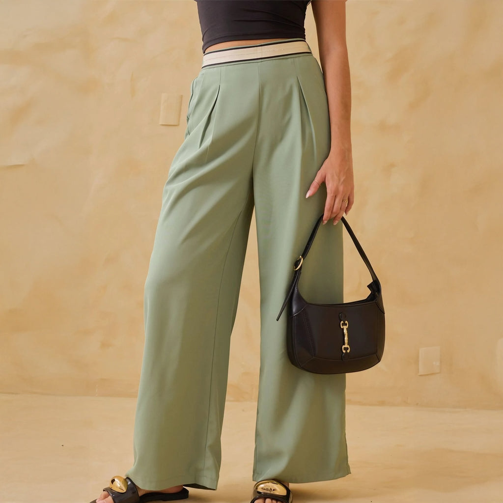 Pantalón de Vestir Wide Leg con Brillos en la Cinutra - ROXANZ