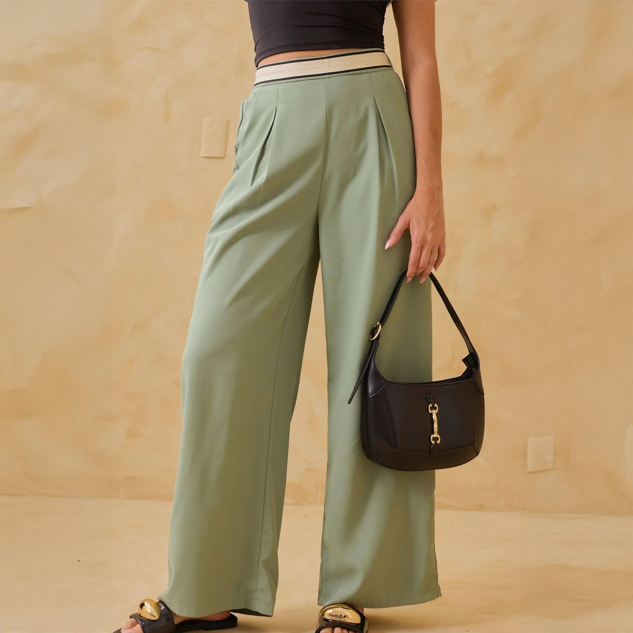 Pantalón de Vestir Wide Leg con Brillos en la Cinutra - ROXANZ