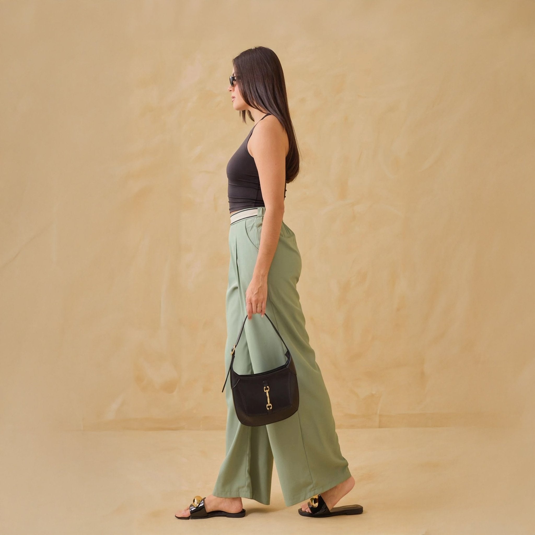 Pantalón de Vestir Wide Leg con Brillos en la Cinutra - ROXANZ