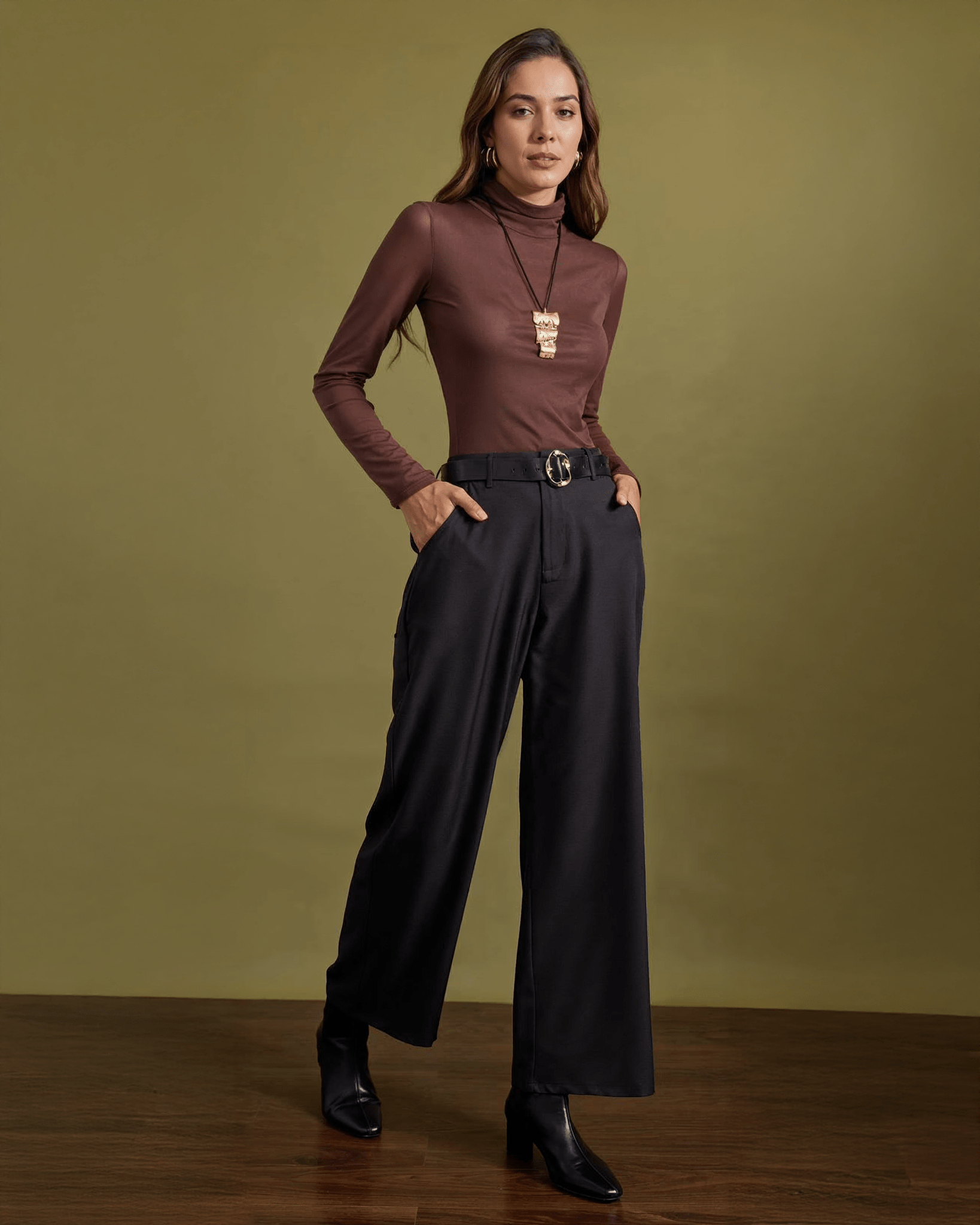 Pantalón Palazzo Elegante de Vestir para Mujer con Cinturón - ROXANZ
