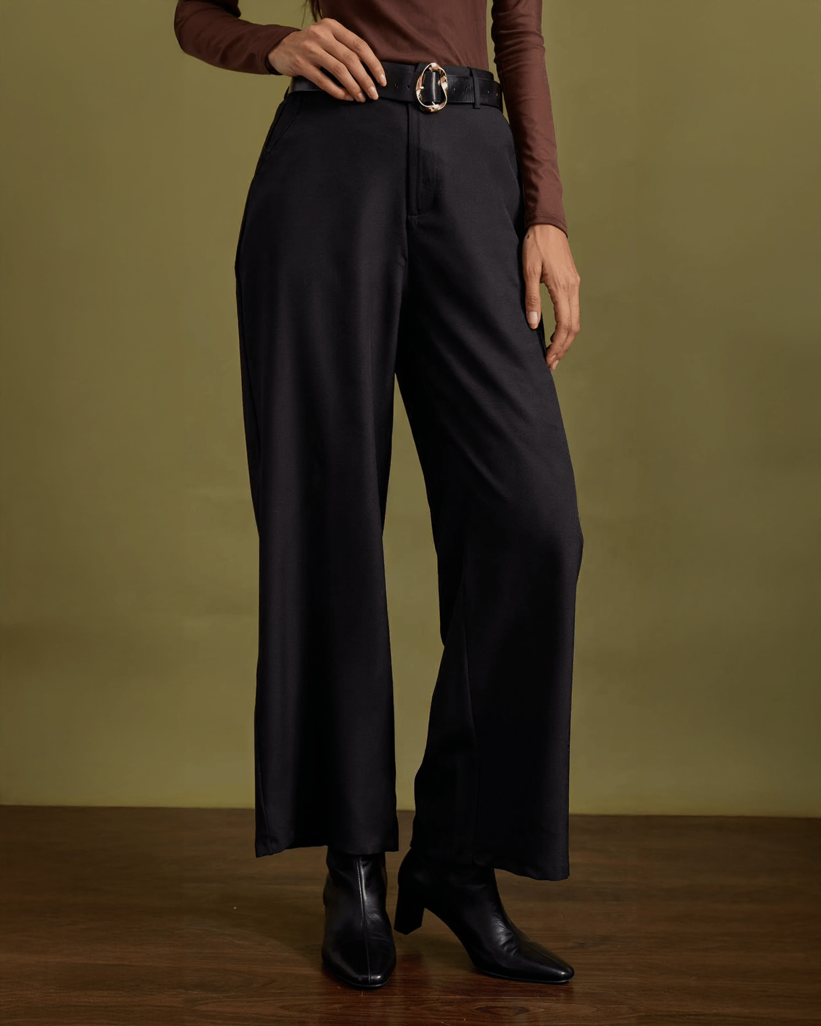 Pantalón Palazzo Elegante de Vestir para Mujer con Cinturón - ROXANZ