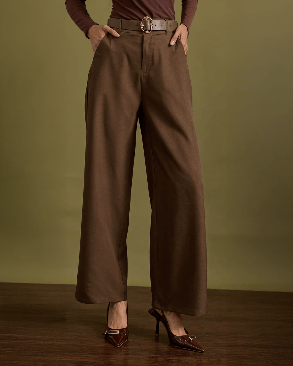 Pantalón Palazzo Elegante de Vestir para Mujer con Cinturón - ROXANZ
