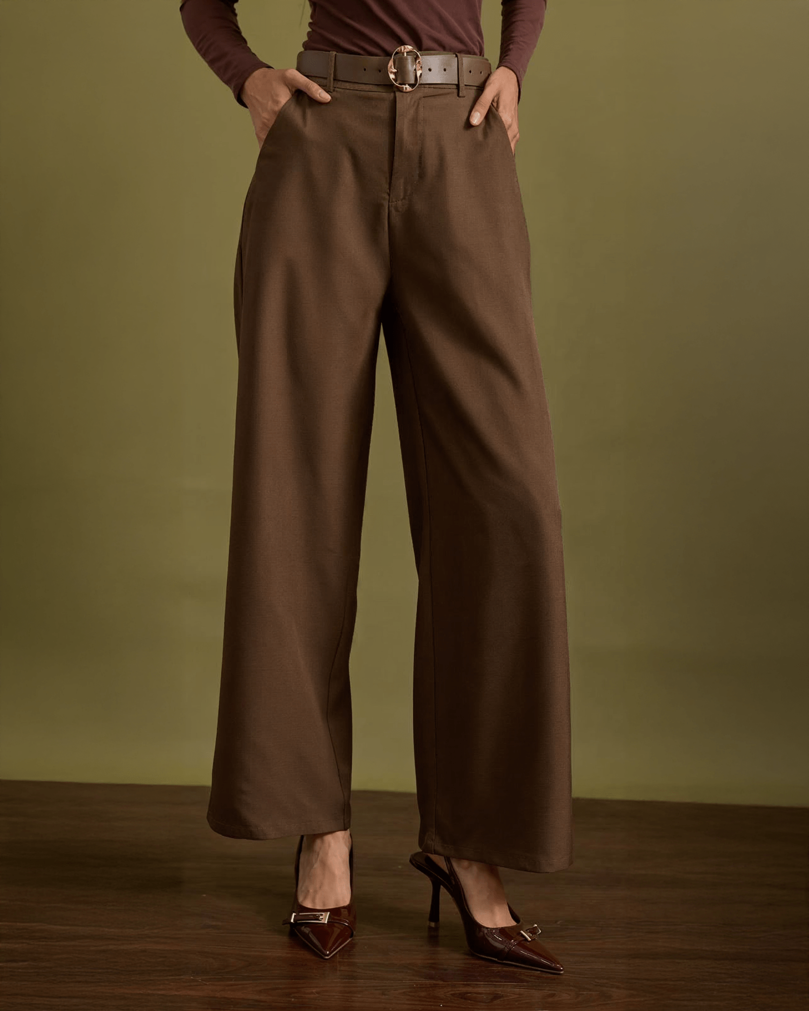 Pantalón Palazzo Elegante de Vestir para Mujer con Cinturón - ROXANZ