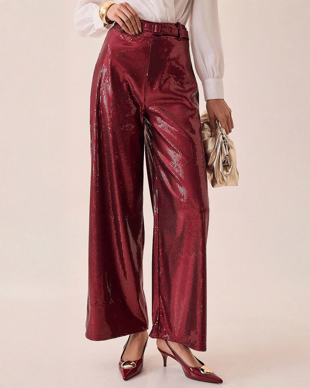 Pantalón Wide Leg de Lentejuelas para Fiesta Mujer - ROXANZ