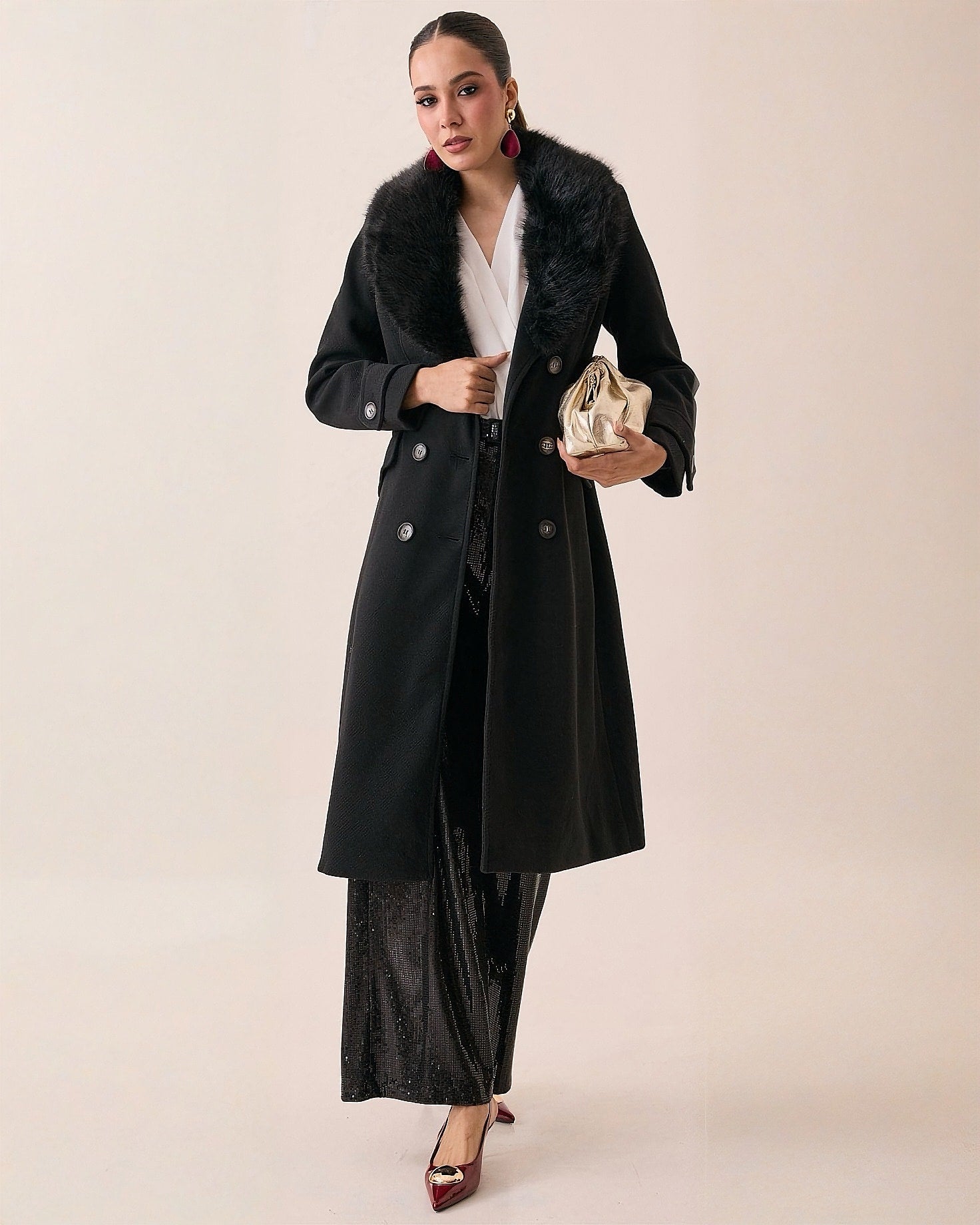 Pantalón Wide Leg de Lentejuelas para Fiesta Mujer - ROXANZ