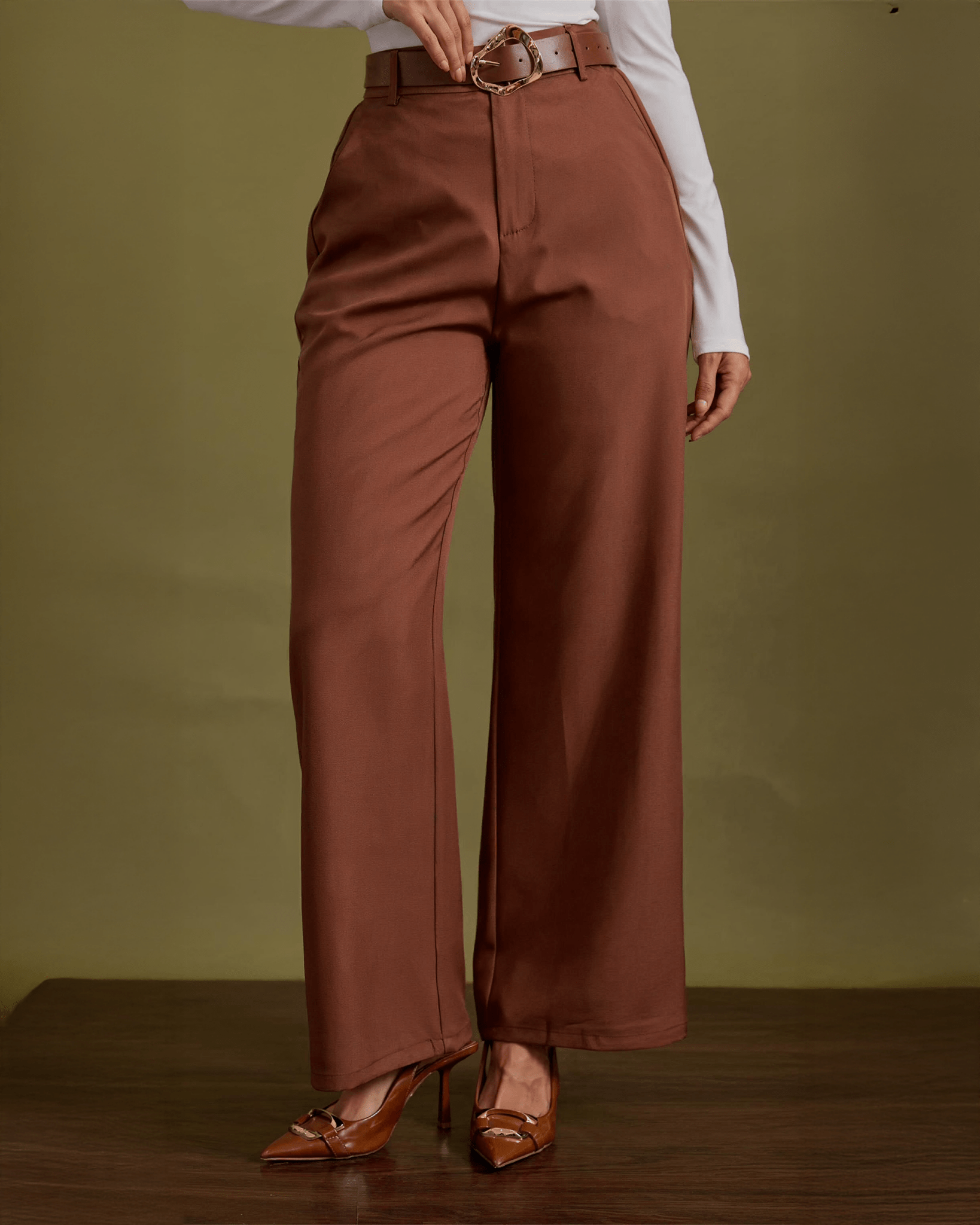 Pantalón Wide Leg De Vestir Para Mujer Elegante Tiro Alto - ROXANZ