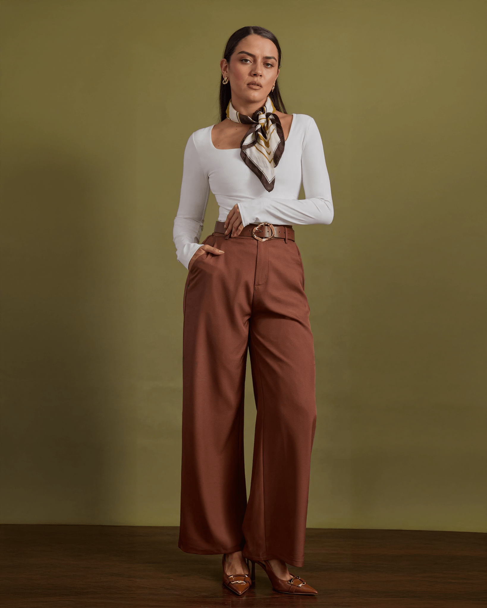 Pantalón Wide Leg De Vestir Para Mujer Elegante Tiro Alto - ROXANZ