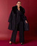 Pantalón Wide Leg Negro Brillante para Fiesta - ROXANZ