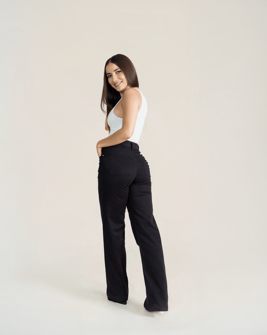 Pantalón Wide Leg Negro de Mujer JS Denim Soft - ROXANZ