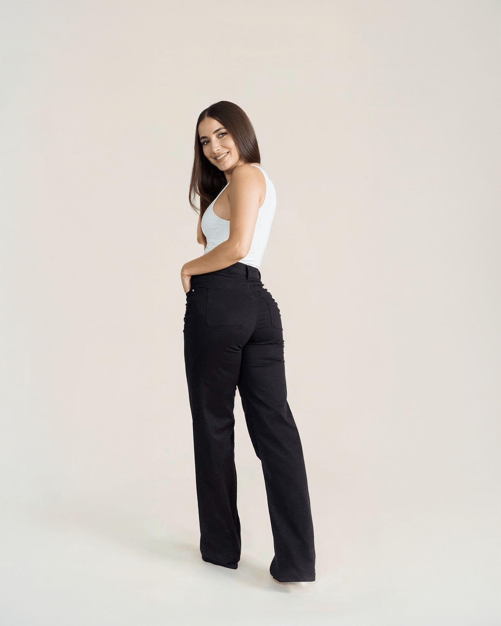 Pantalón Wide Leg Negro de Mujer JS Denim Soft - ROXANZ