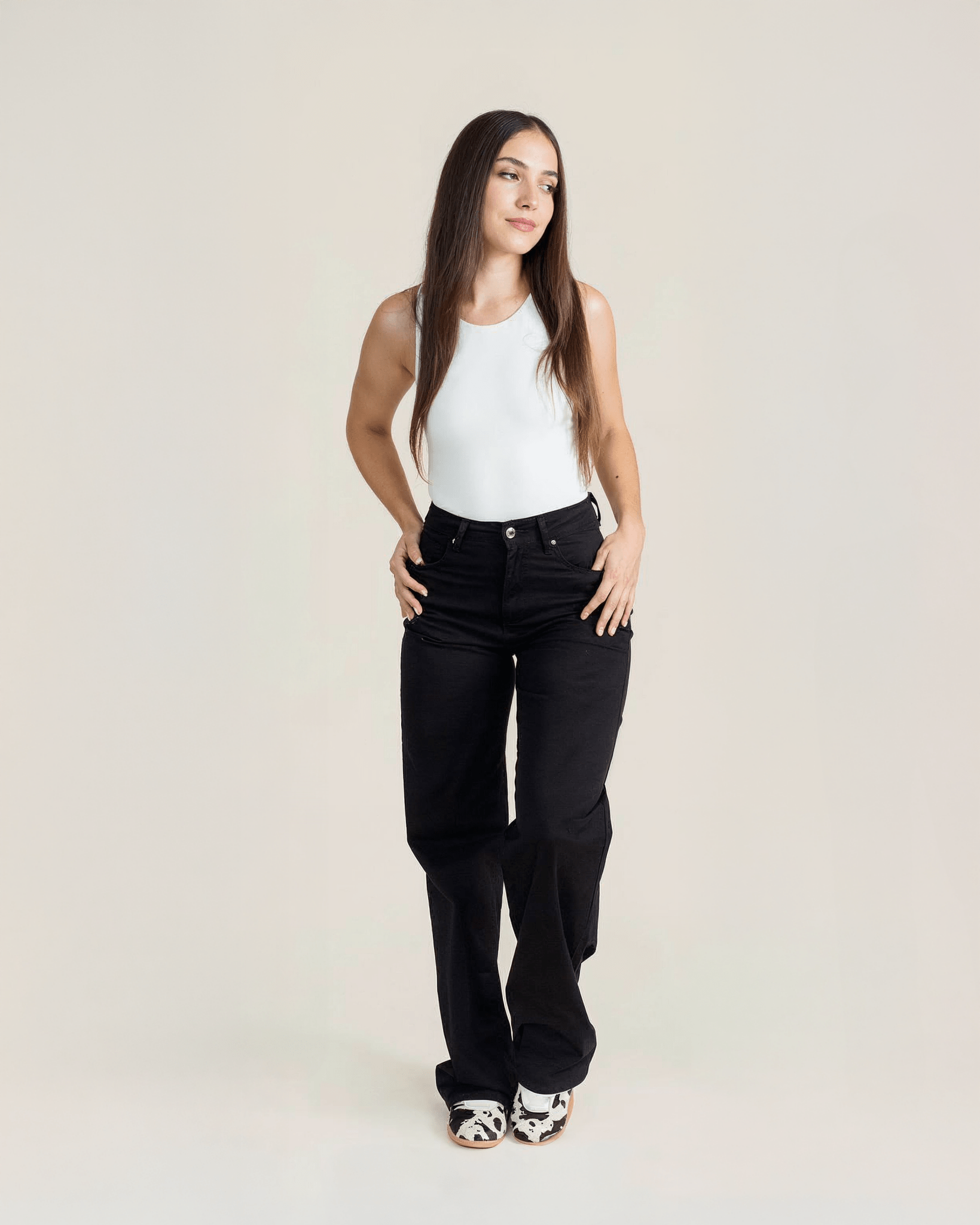 Pantalón Wide Leg Negro de Mujer JS Denim Soft - ROXANZ