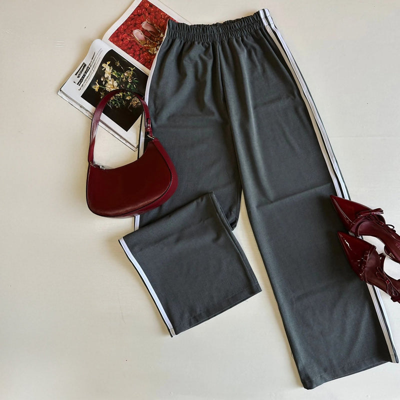 Pantalones Anchos Casual con Rayas Lateral para Mujer - Roxanz