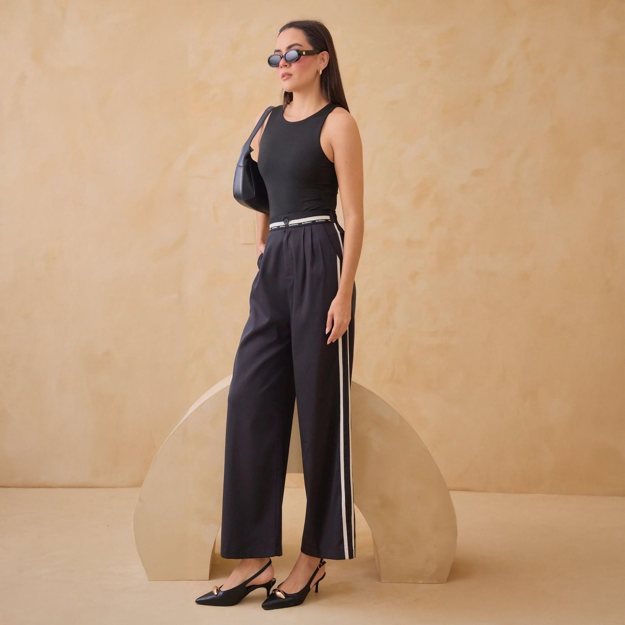 Pantalones Anchos con Rayas Laterales - ROXANZ