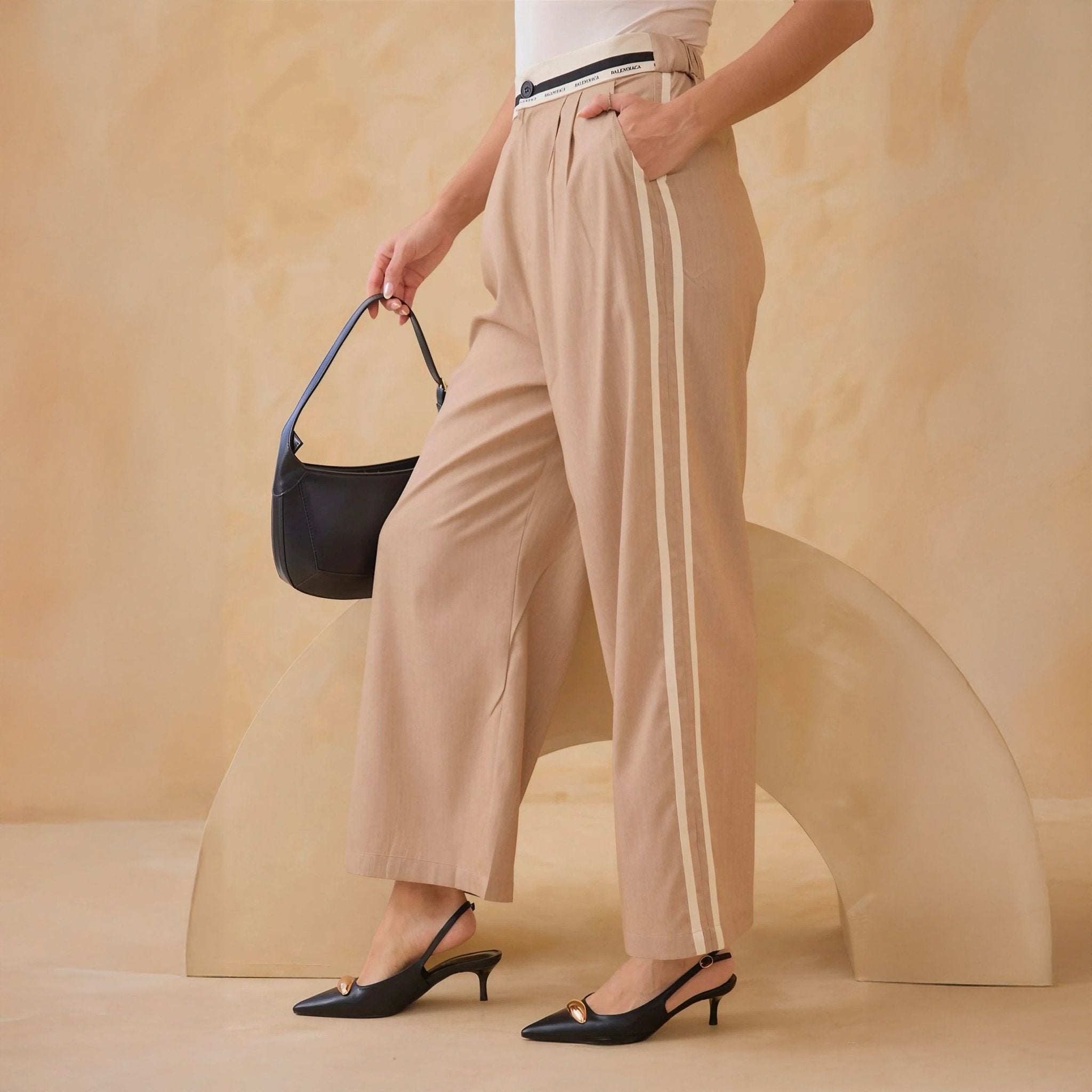 Pantalones Anchos con Rayas Laterales - ROXANZ