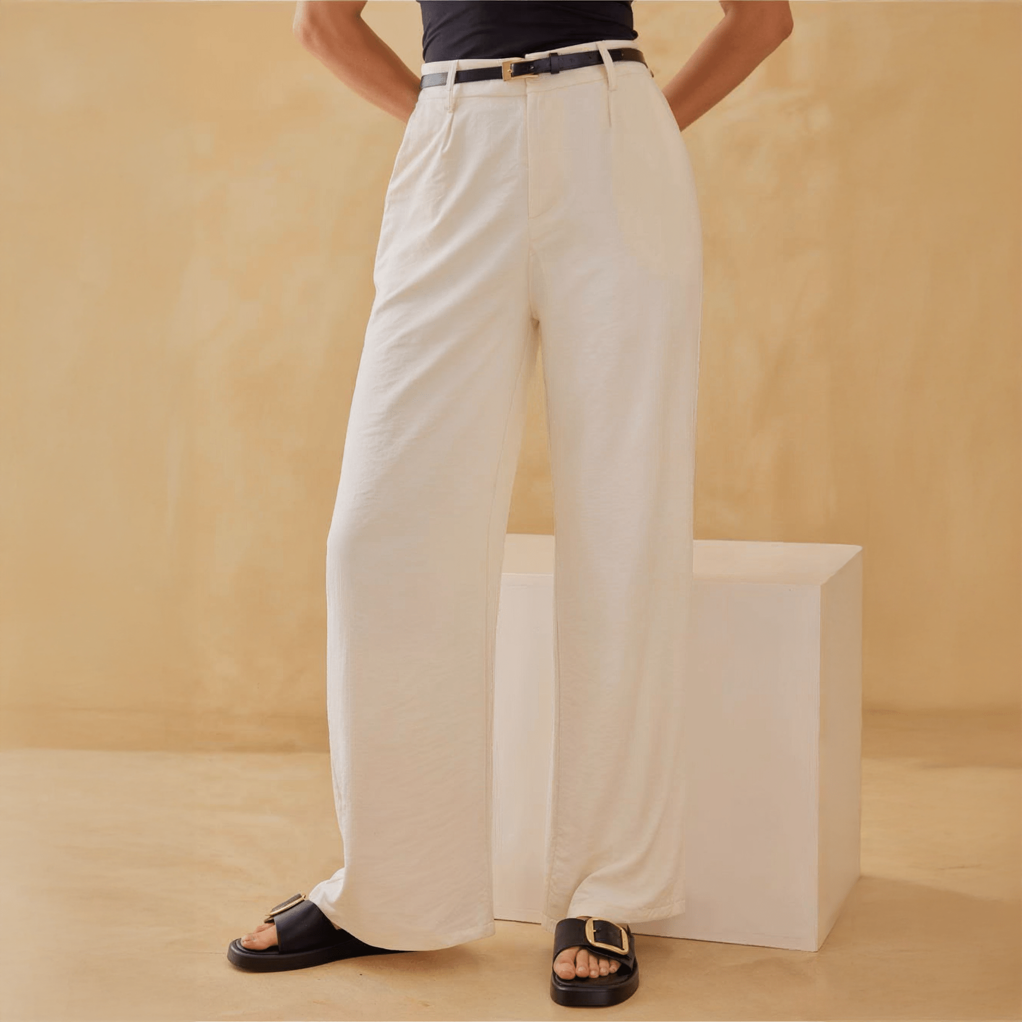 Pantalones Anchos de Moda con Cintura Alta para Mujer - ROXANZ