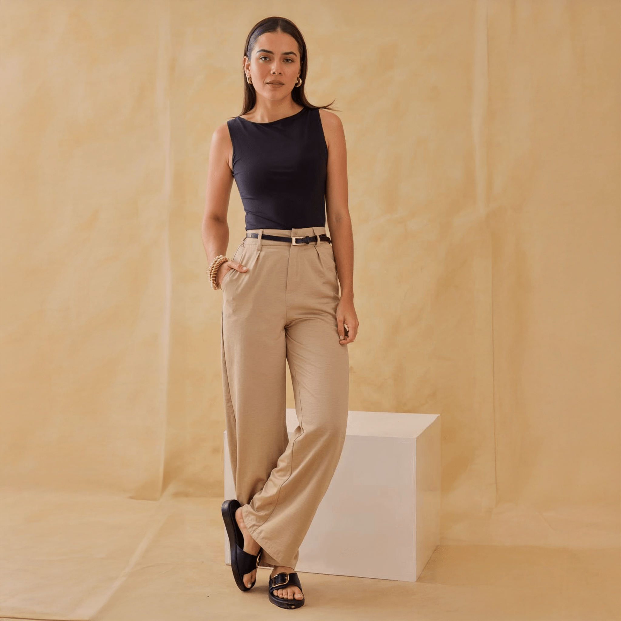 Pantalones Anchos de Moda con Cintura Alta para Mujer - ROXANZ