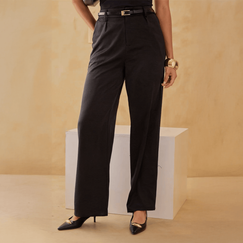 Pantalones Anchos de Moda con Cintura Alta para Mujer - ROXANZ