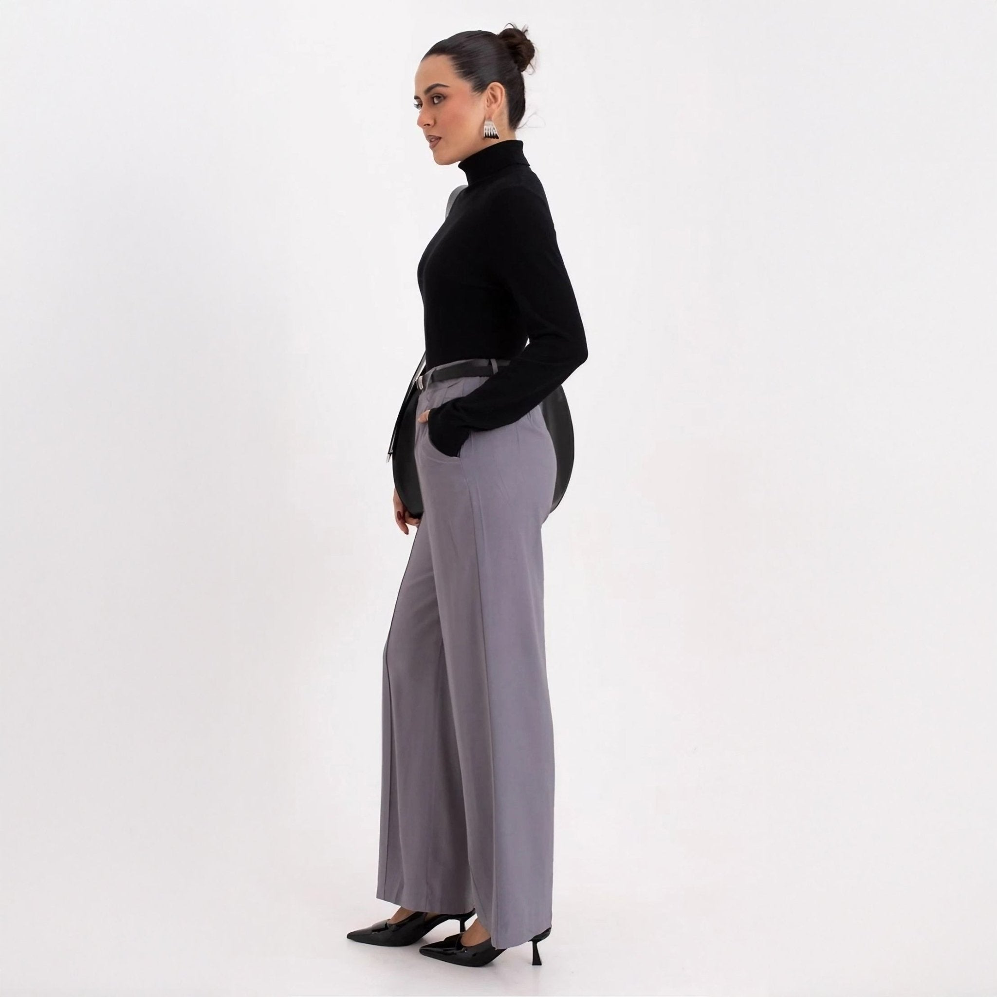 Pantalones Anchos Elegantes con Cinturón para Mujer - Roxanz