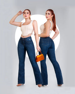 Pantalones Bootcut Tiro Alto Michele Ferrar BN5199 Estilo Retro - Roxanz