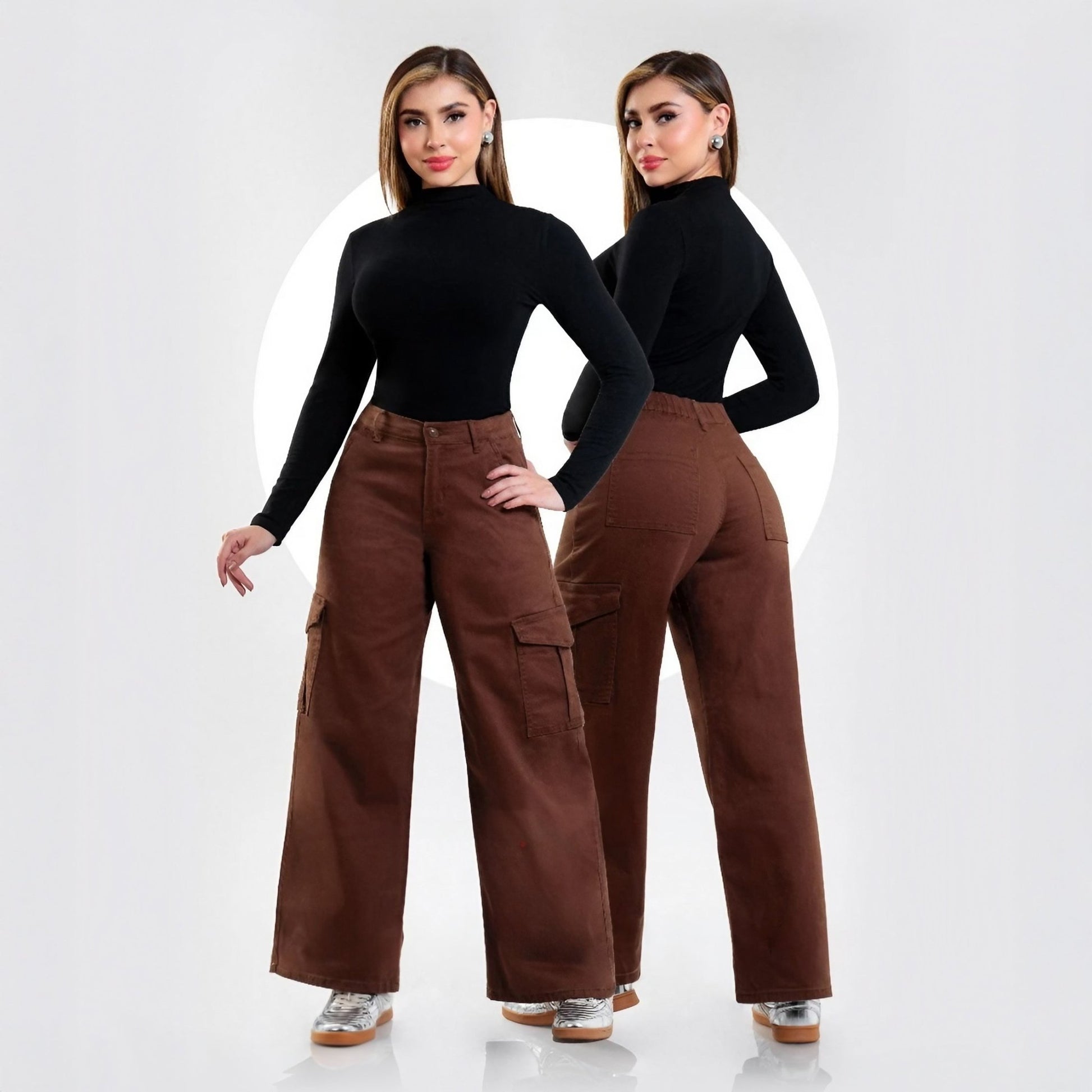 Pantalones Culotte Cargo Color Marrón - Roxanz