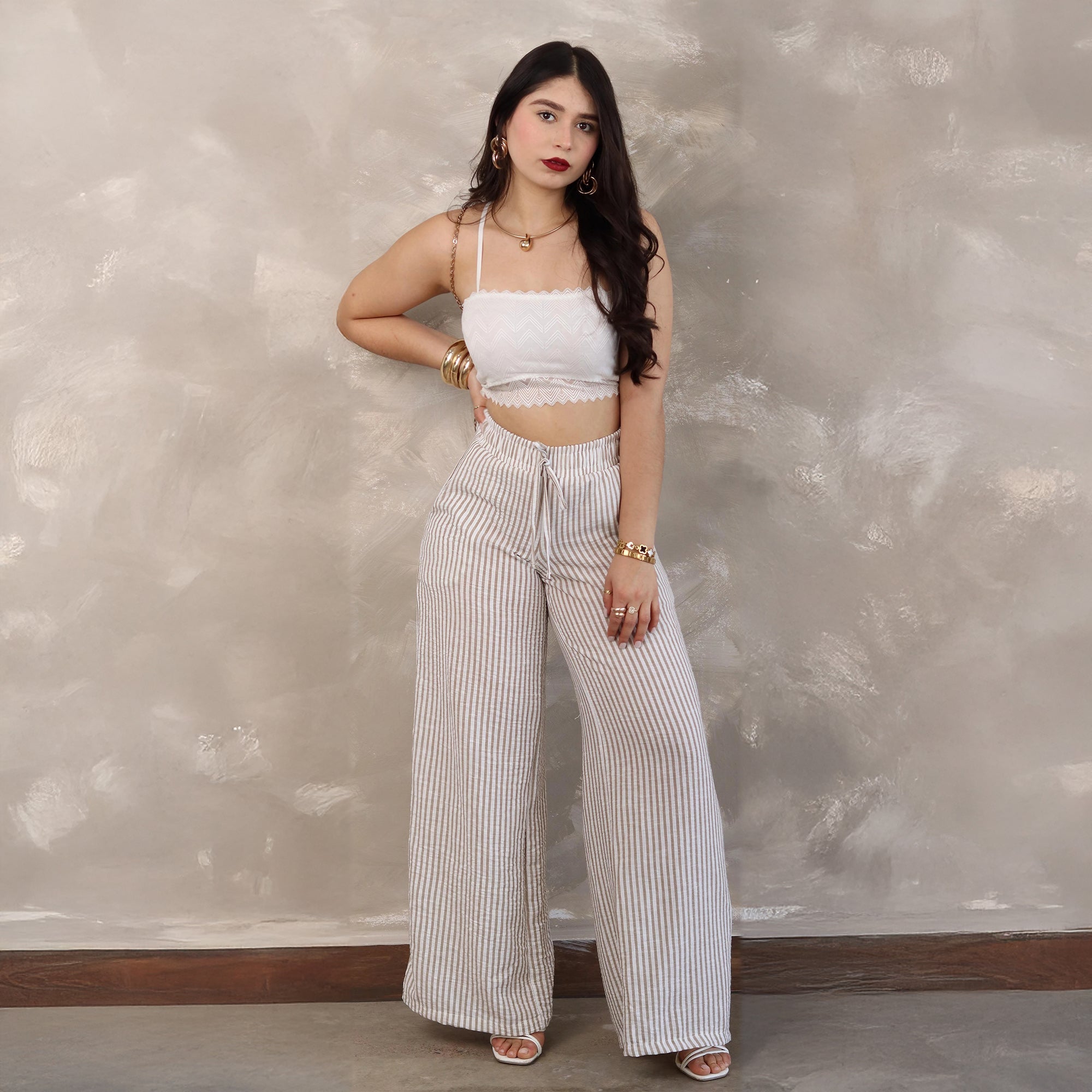 Pantalones Wide Leg de Rayas - ROXANZ