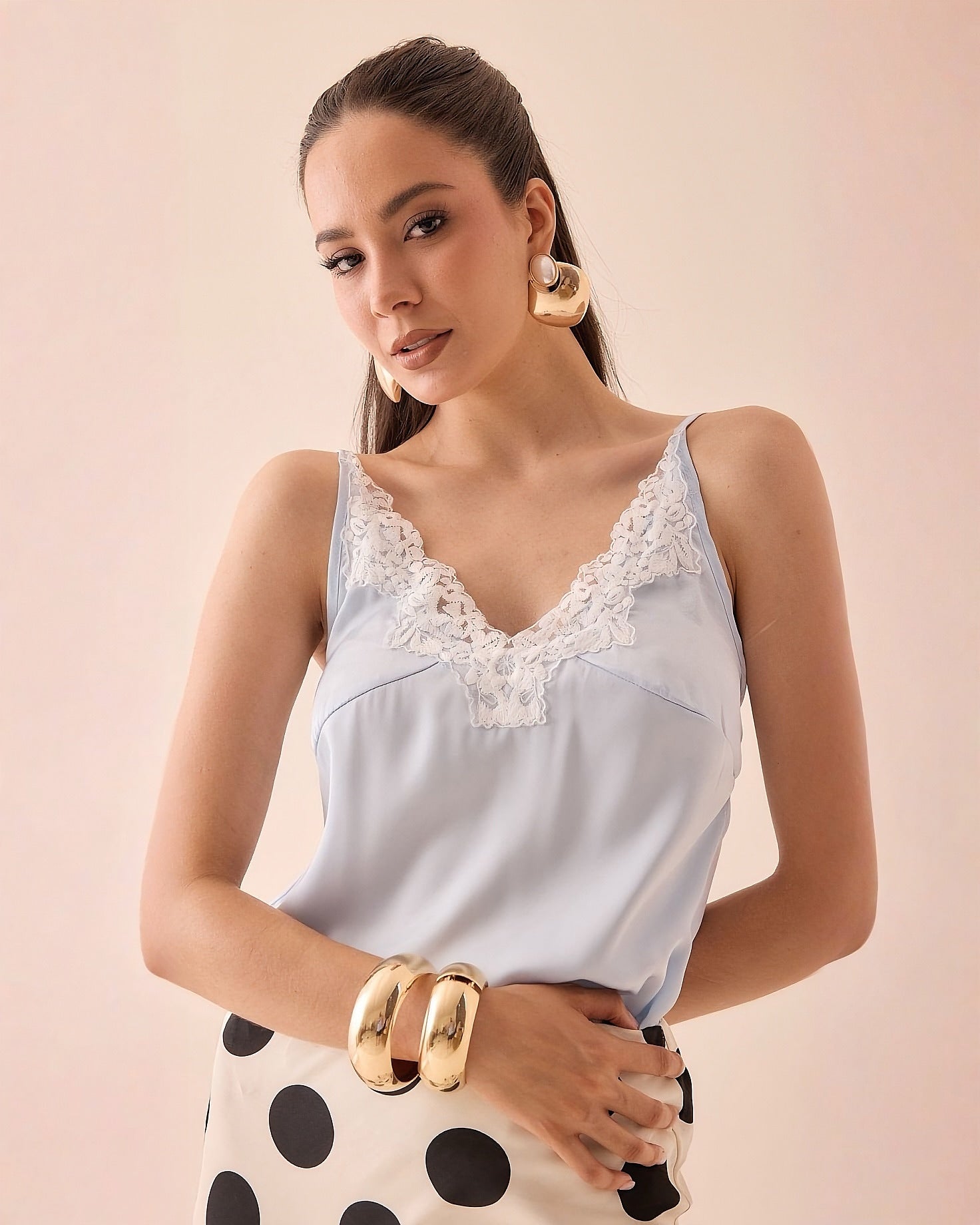 Top Satin Encaje Tirantes