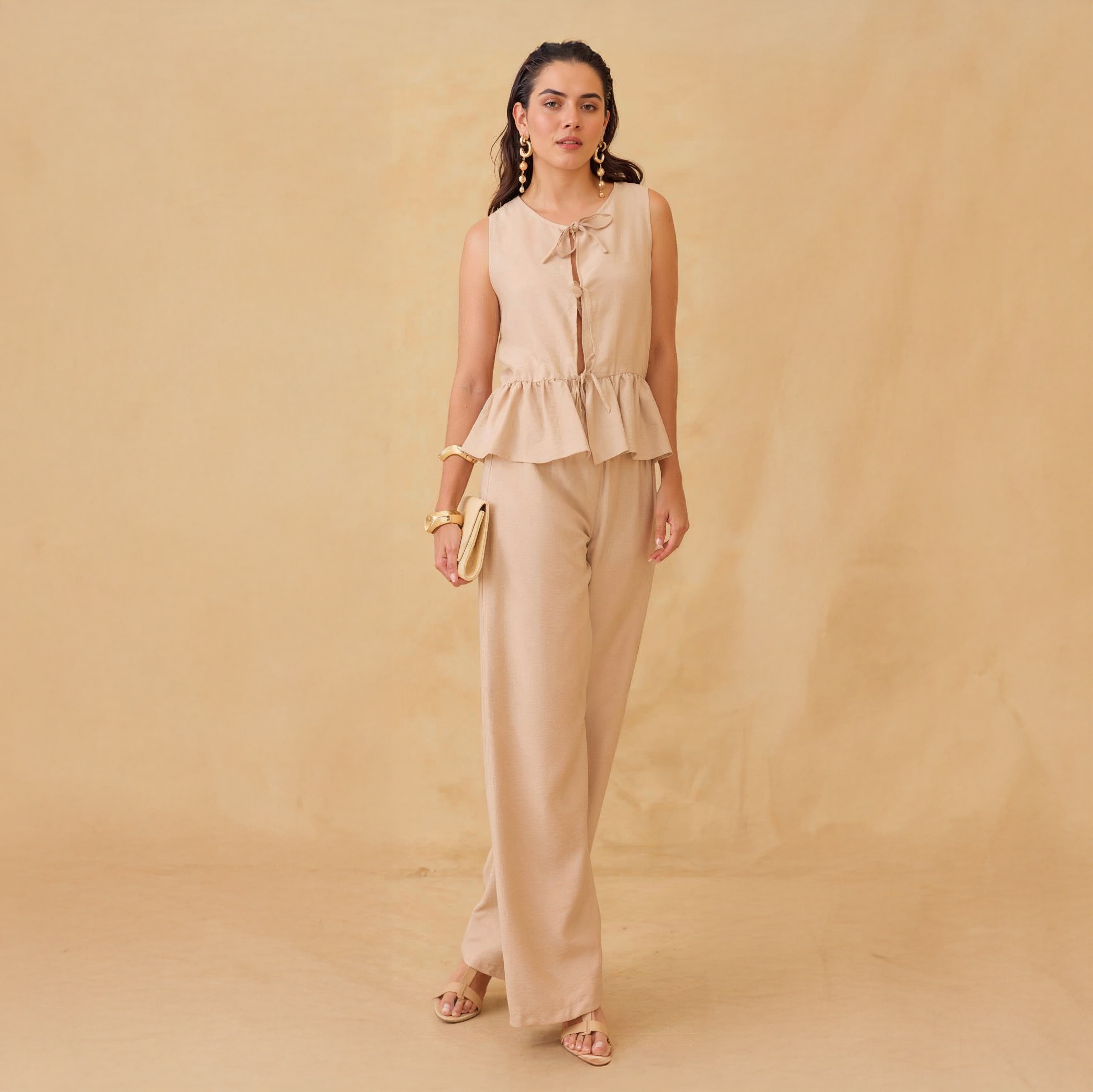 Conjunto Peplum de Top y Pantalón en Colores Variados