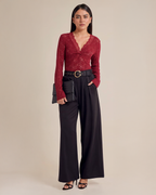 Pantalón Palazzo de Mujer con Cinturón Elegante