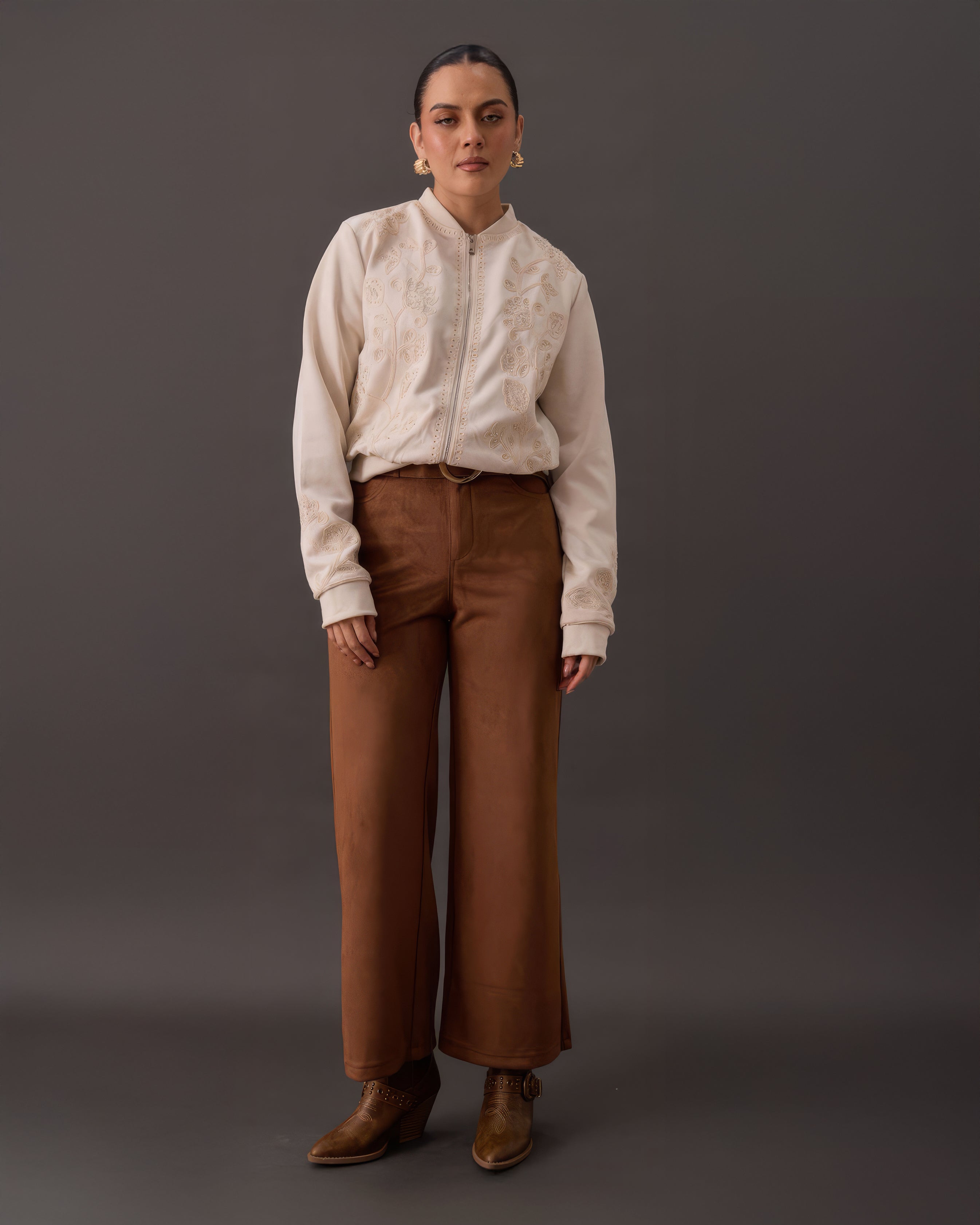 Pantalón Wide Leg de Gamuza para Mujer