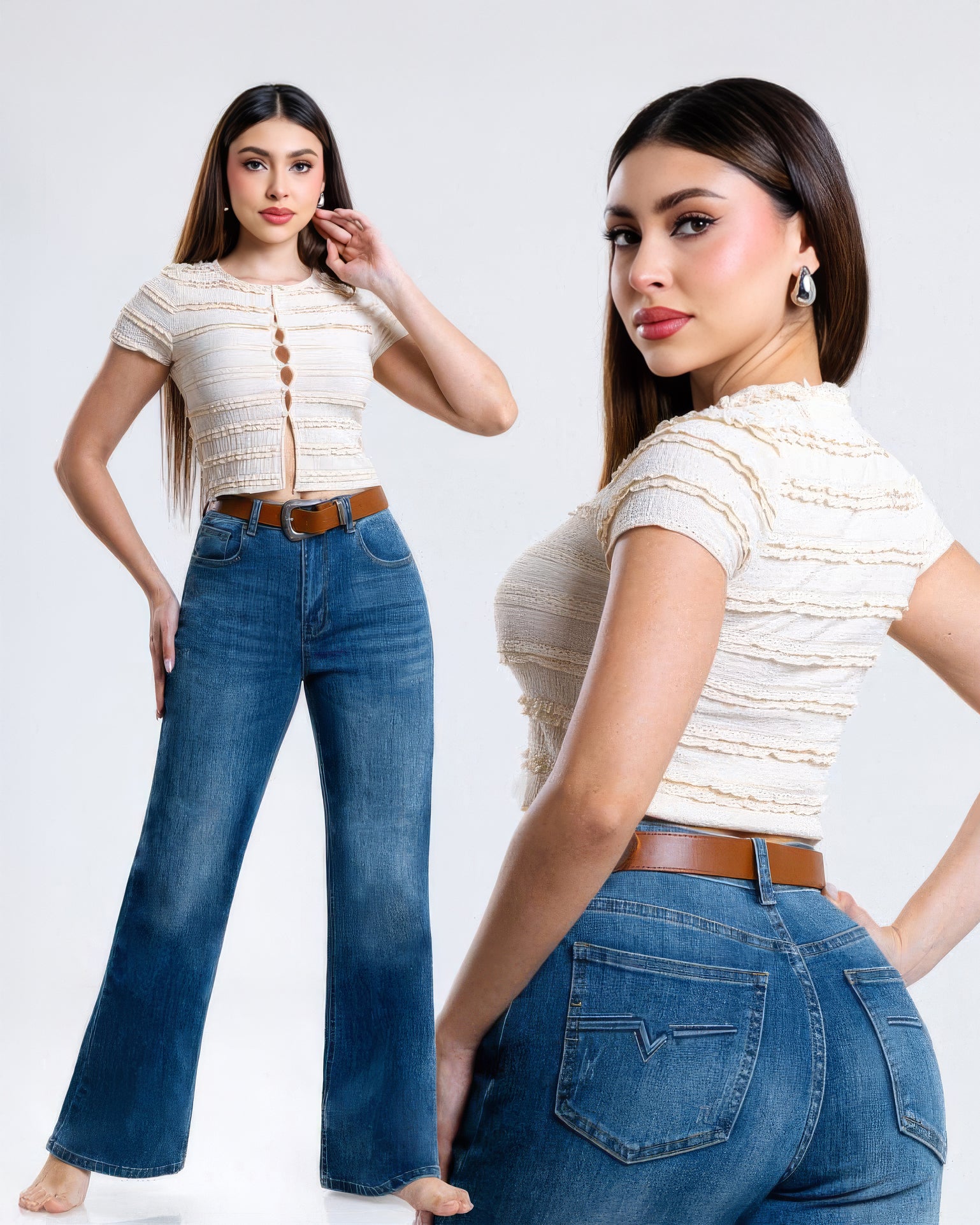 Jeans Wide Leg de Mujer Tiro Alto Azul Confort