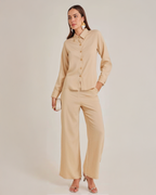 Conjunto de Pantalón y Blusa de Lino para Mujer Elegante Casual