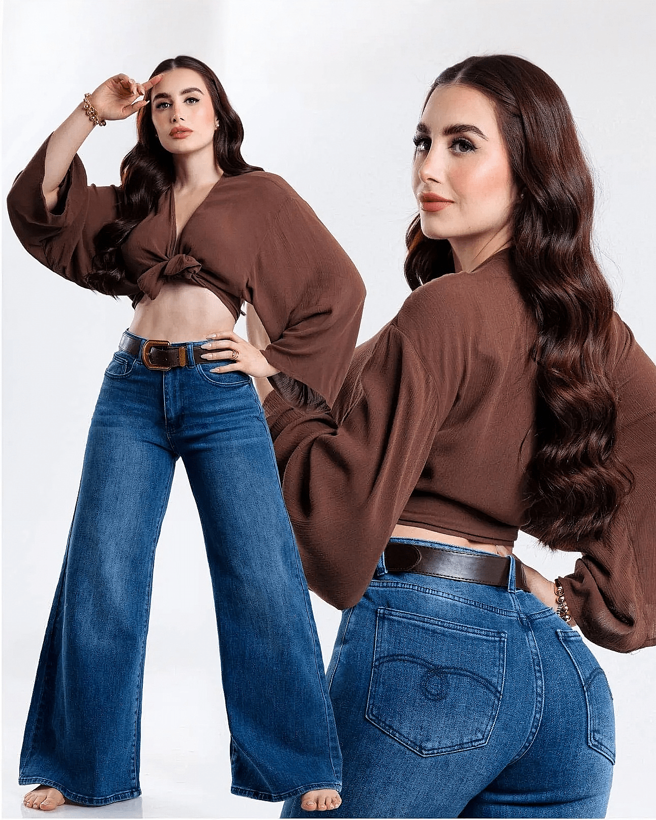 Jeans Wide Leg Tiro Alto